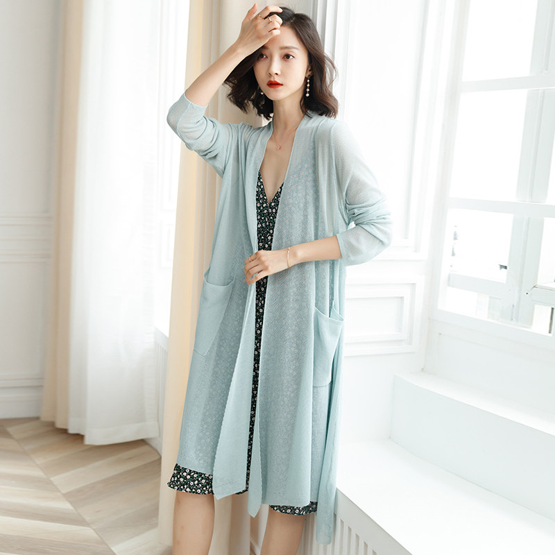 松弛感针织开衫女中长款2026春夏新款薄款防晒外搭空调衫针织衫