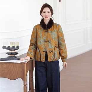 新中式妈妈羽绒服冬季新款中老年女装国风洋气减龄白鸭绒保暖外套