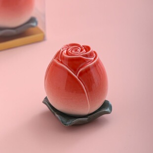 玫瑰花陶瓷茶叶罐礼盒装 德化瓷创意茶礼送闺蜜女友情人节礼物