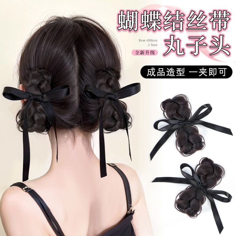 女童仿真蝴蝶结丸子头发夹