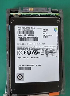 MZ-ILS7T60 PM1633a 118000520 7.68TB SAS SSD 12GB 2.5寸