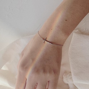 Heymen黑门 约 COVENANT 极简ins日韩系925银十字架女手链