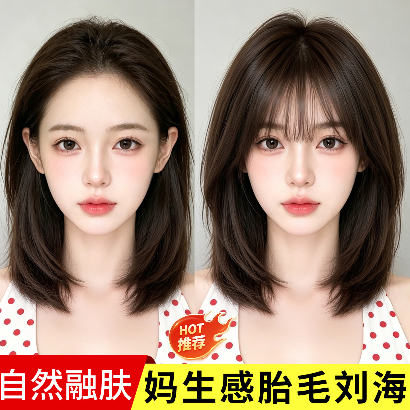 【妈生感胎毛刘海】无痕遮鬓角