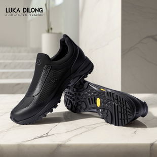 173245447 休闲运动鞋 路卡迪龙秋冬款 牛皮飞织防滑防水一脚蹬男士