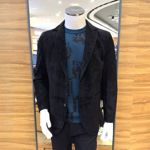 路卡迪龙皮衣秋冬乌干达磨砂小羊皮男士 360235404 商务休闲单西服