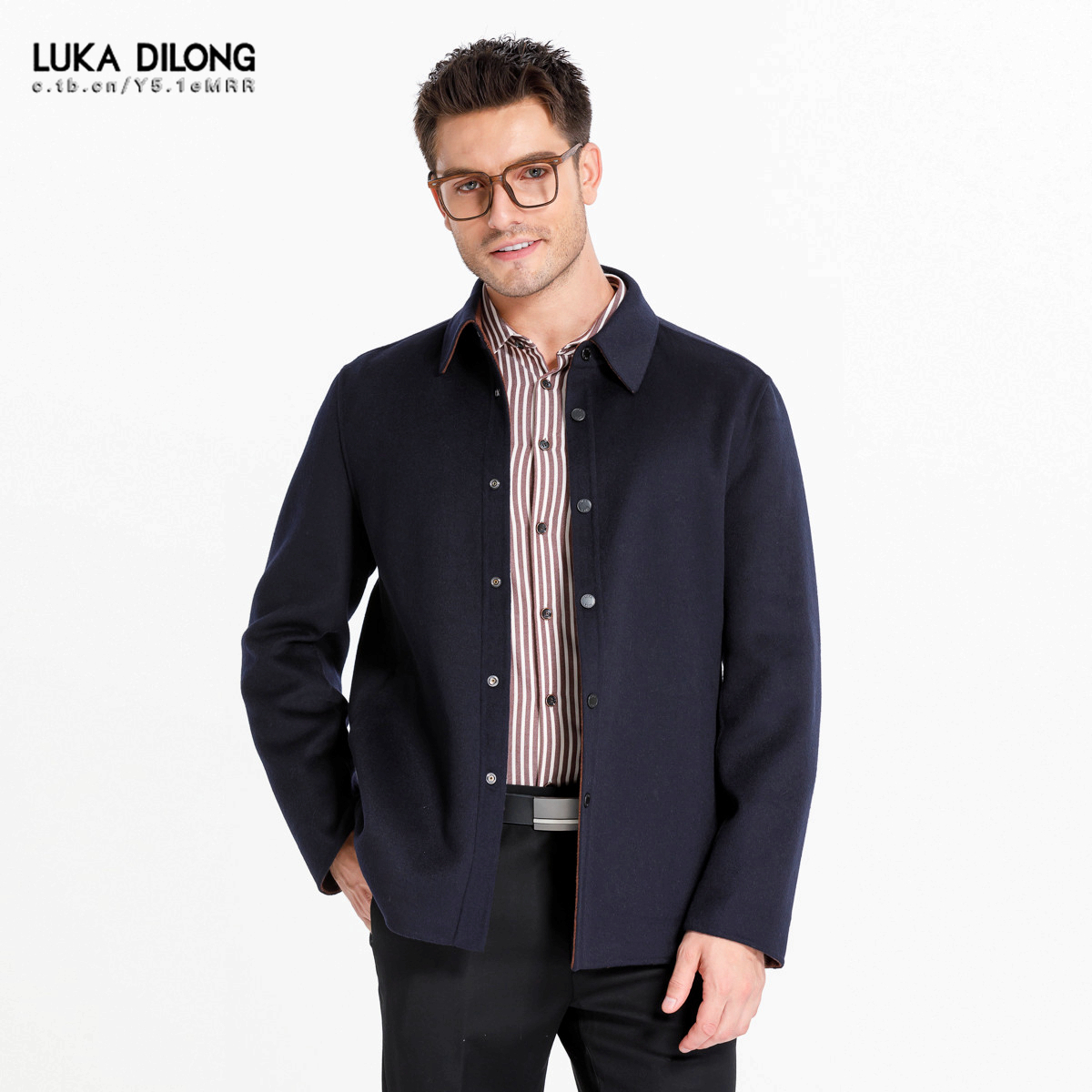 路卡迪龙秋冬纯羊毛翻领夹克外套