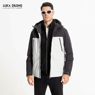 路卡迪龙秋冬免烫白鸭绒加厚保暖男休闲连帽羽绒服外套 154248232
