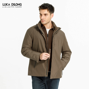 路卡迪龙秋冬防水免烫白鹅绒男商务休闲立领拉链羽绒服 154237117