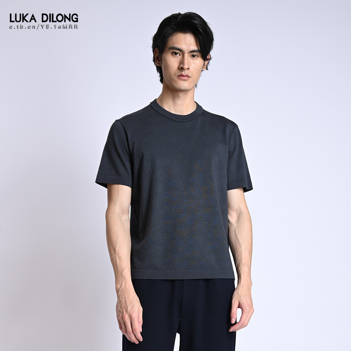 路卡迪龙秋冬蚕丝羊毛圆领短袖T