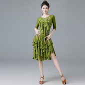 拉丁舞服2026新款 专业花服重工烫钻跳舞连衣裙 黑池比赛表演出服装