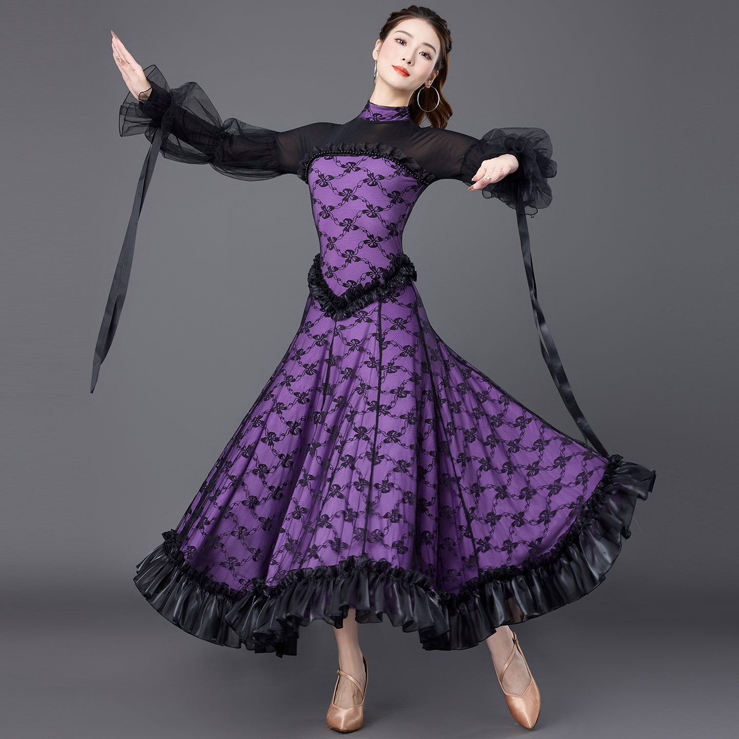 妹姿彩摩登舞裙2025新款连衣裙