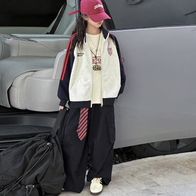 女童新款初中生女孩韩系开衫卫衣
