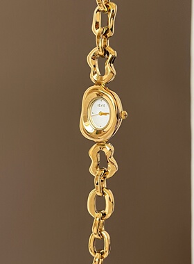 MIDI鎏金不规则链条手表女ins风小众设计轻奢时尚高级感石英腕表