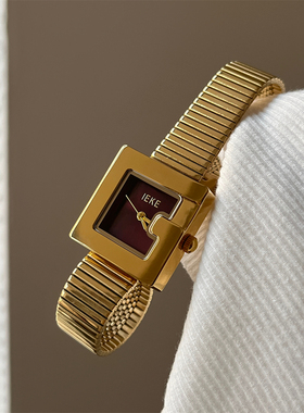 IEKE金色方形质感小G盘女士手表小众轻奢复古高级感品牌小众女表