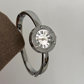 GUOU银色罗马刻度小表盘镶钻精致手镯式 手表女款 小众轻奢复古高级