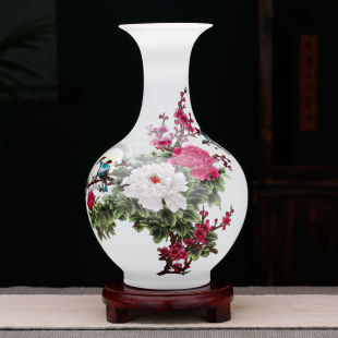 客厅富贵竹干花插花 景德镇陶瓷器小花瓶摆件家居装 饰品青花瓷中式