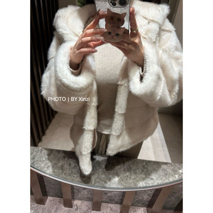 辛子韩国代购名媛风环保皮草外套女短款毛领保暖毛毛大衣冬新款