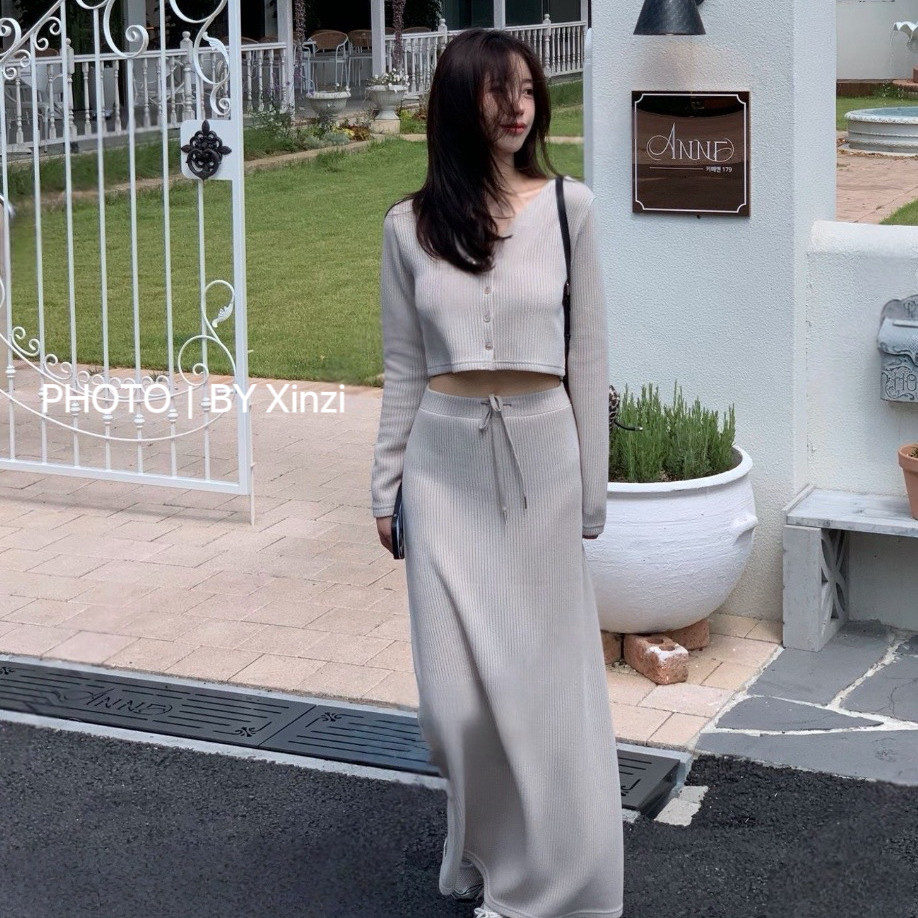 辛子韩国代购法式温柔短款针织开衫半身长裙两件套女修身显瘦套装,女装/女士精品,时尚套装,淘宝优惠券,粉丝福利购,淘宝优惠卷