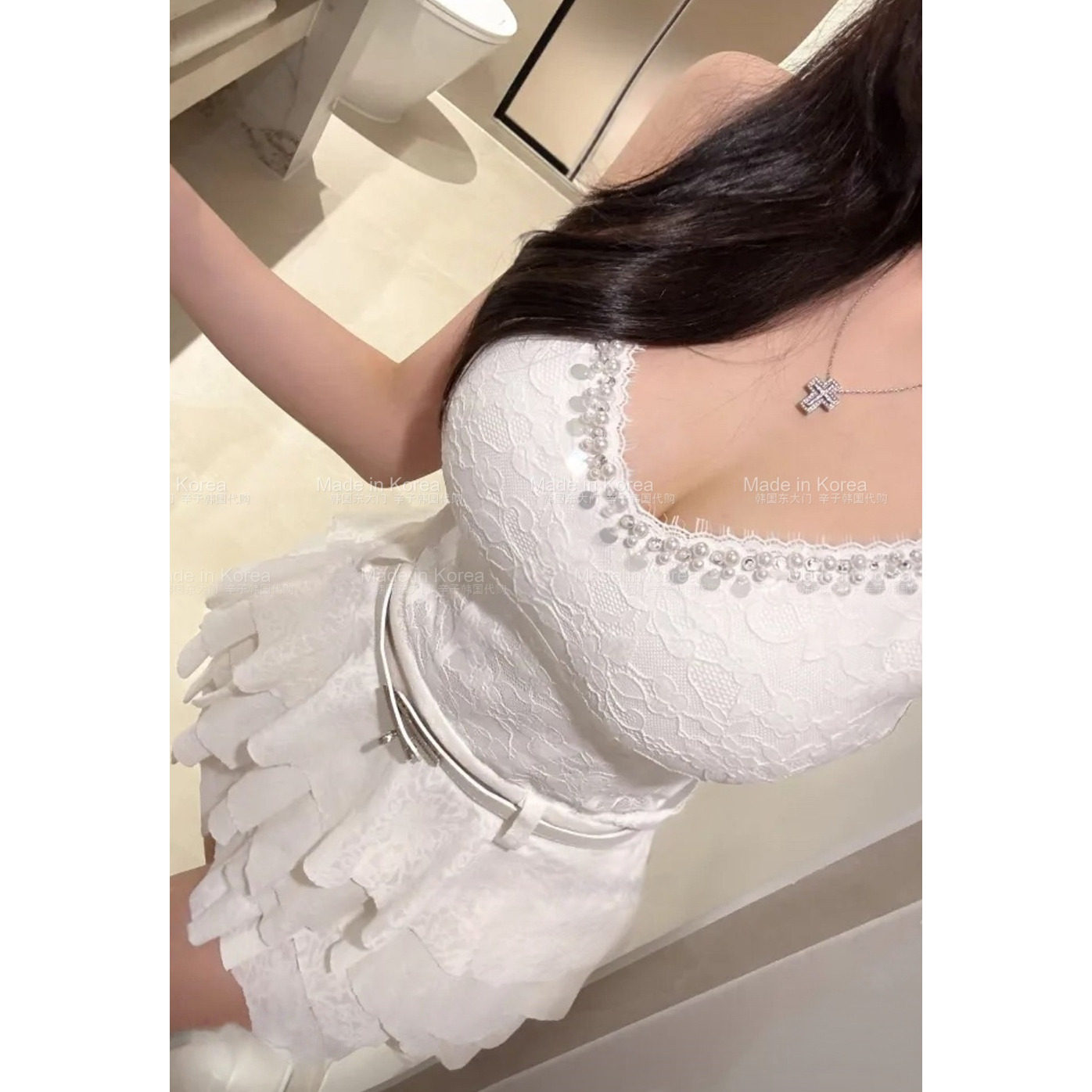 纯欲辣妹亮片蕾丝修身吊带背心