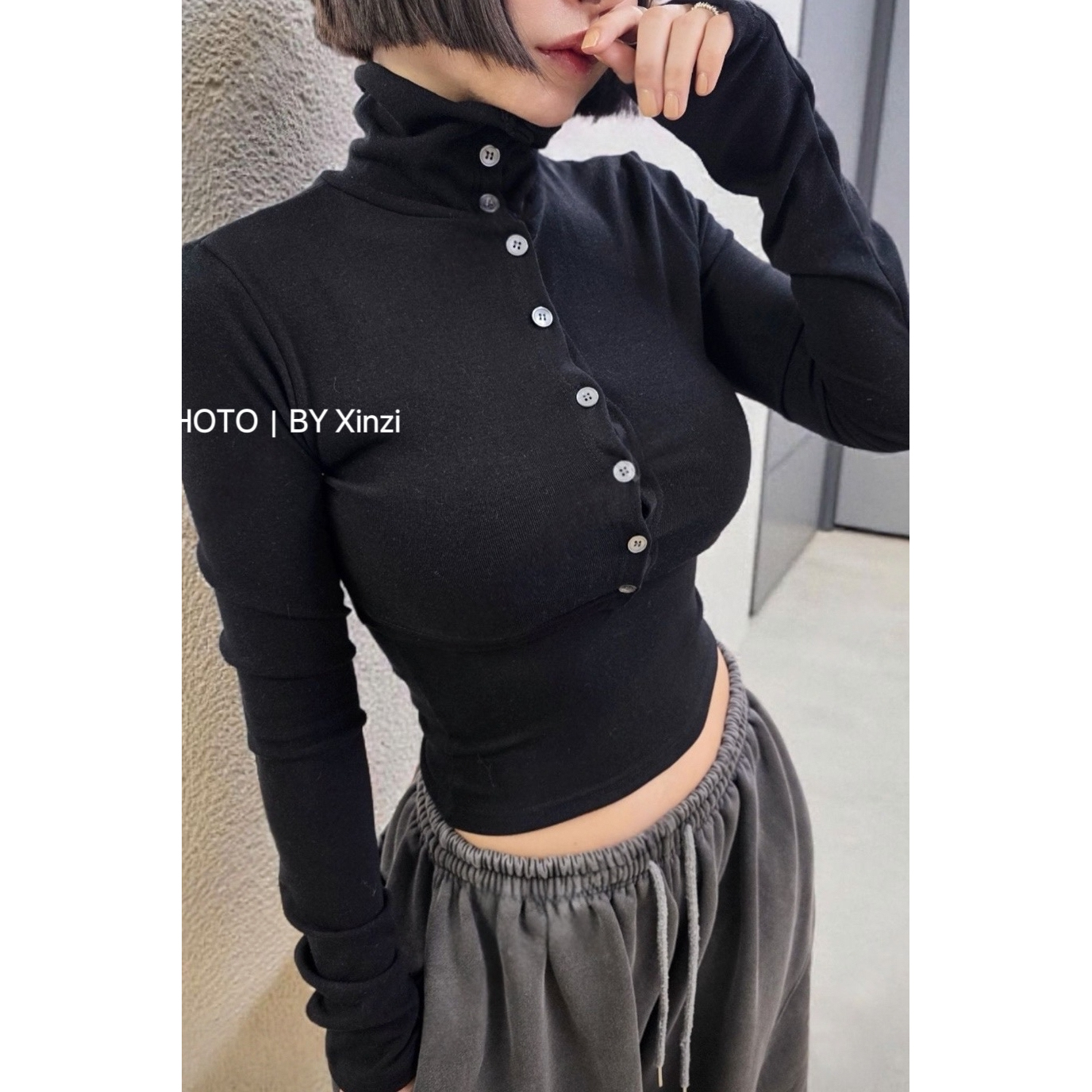 韩国代购辣妹紧身长袖T恤女