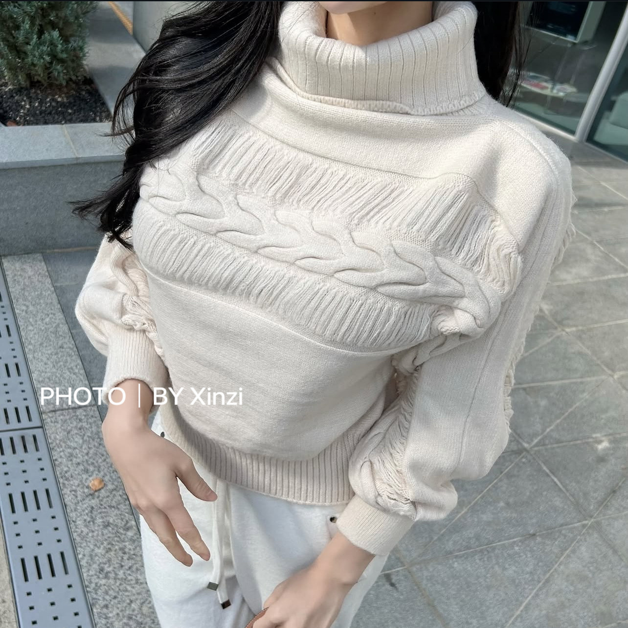 辛子韩国代购2025秋款温柔女人味保暖高领宽松套头针织毛衣女上衣