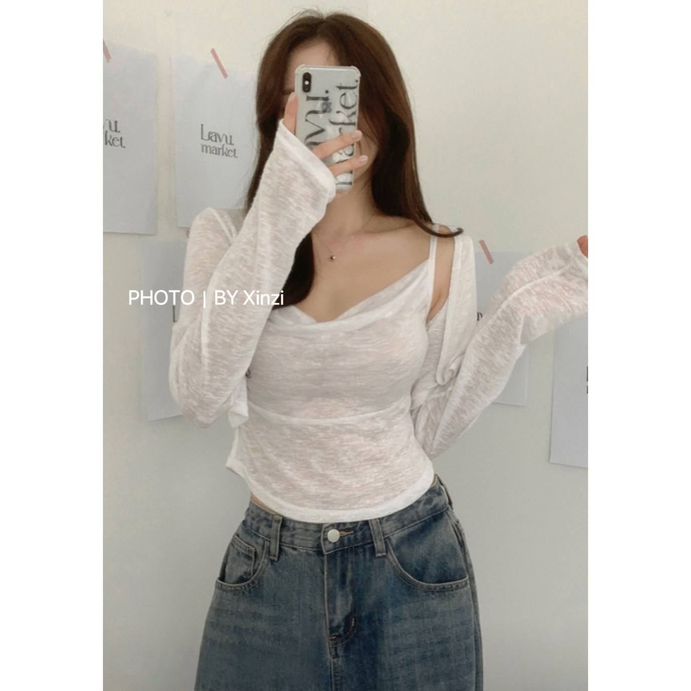 辛子韩国代购辣妹风荡领长袖开衫T恤吊带上衣两件套女修身百搭,女装/女士精品,T恤,淘宝优惠券,粉丝福利购,淘宝优惠卷