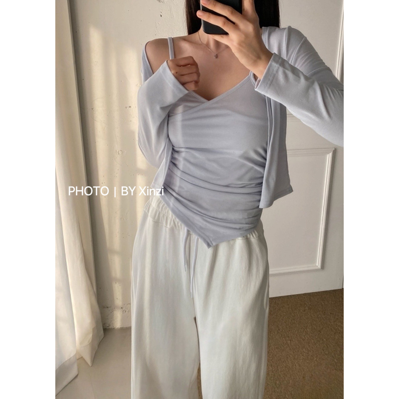 辛子韩国代购纯欲辣妹风褶皱吊带上衣短款开衫T恤女显瘦两件套装,女装/女士精品,T恤,淘宝优惠券,粉丝福利购,淘宝优惠卷