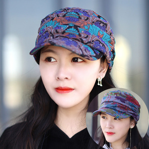帽子平顶帽褶皱时装韩版