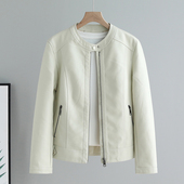 新款 韩版 秋季 机车皮衣外套女短款 休闲气质立领水洗皮pu皮夹克 时尚