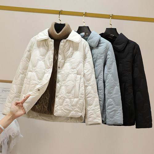 丝棉常规通勤直筒轻薄棉衣女棉服