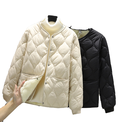 新款韩版冬季直筒加绒棉衣女棉袄