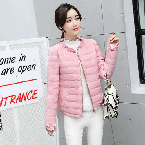 外套女木耳领绣花显瘦百搭棉衣