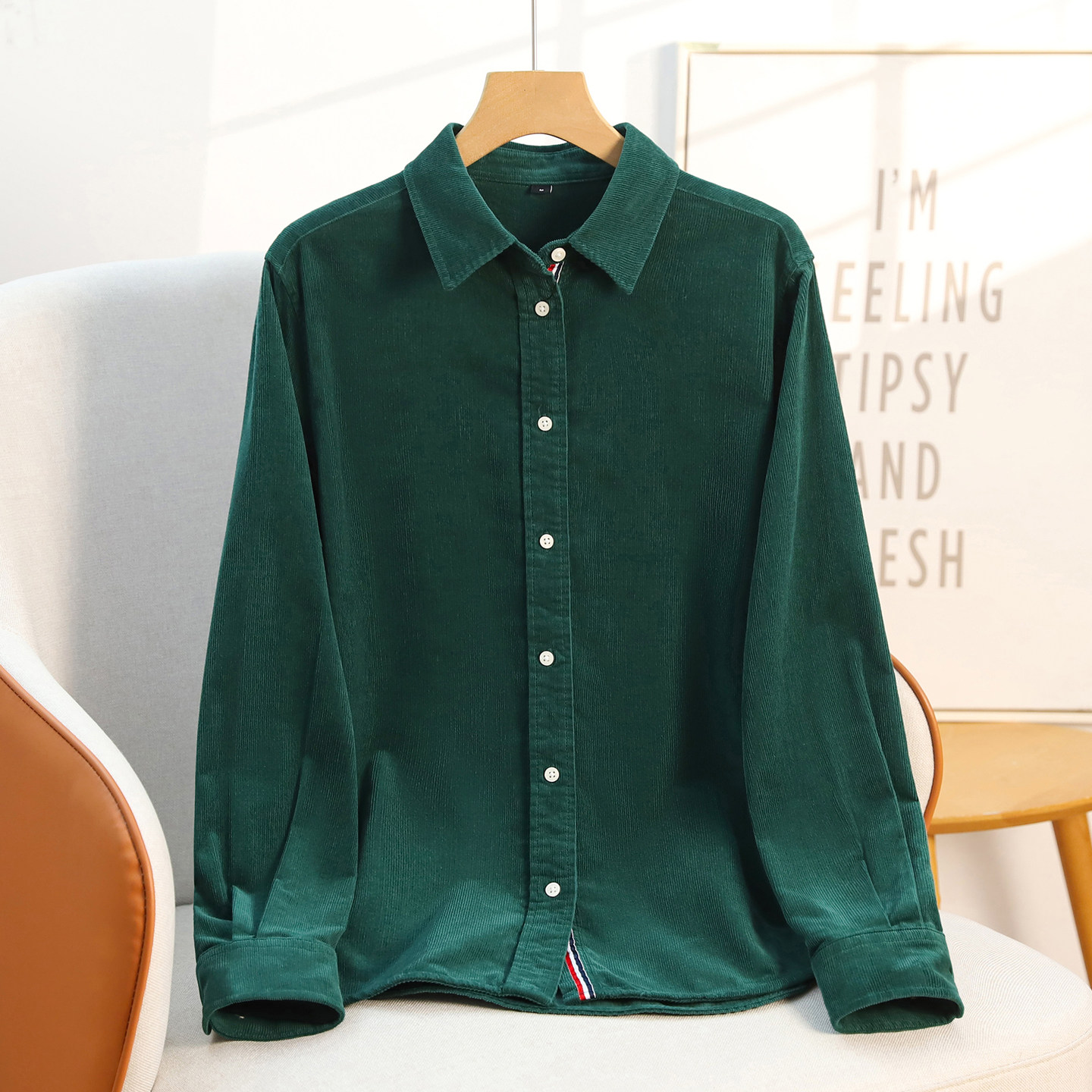 正肩防卷边翻领不褪色纯棉灯芯绒衬衫女内搭叠穿早春新款显瘦上衣,女装/女士精品,衬衫,淘宝优惠券,粉丝福利购,淘宝优惠卷