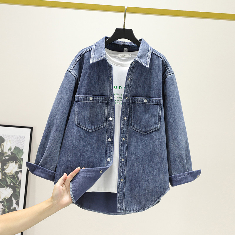 秋冬新款高级感加厚牛仔衬衫女洋气别致保暖加厚衬衣大码宽松外套,女装/女士精品,衬衫,淘宝优惠券,粉丝福利购,淘宝优惠卷