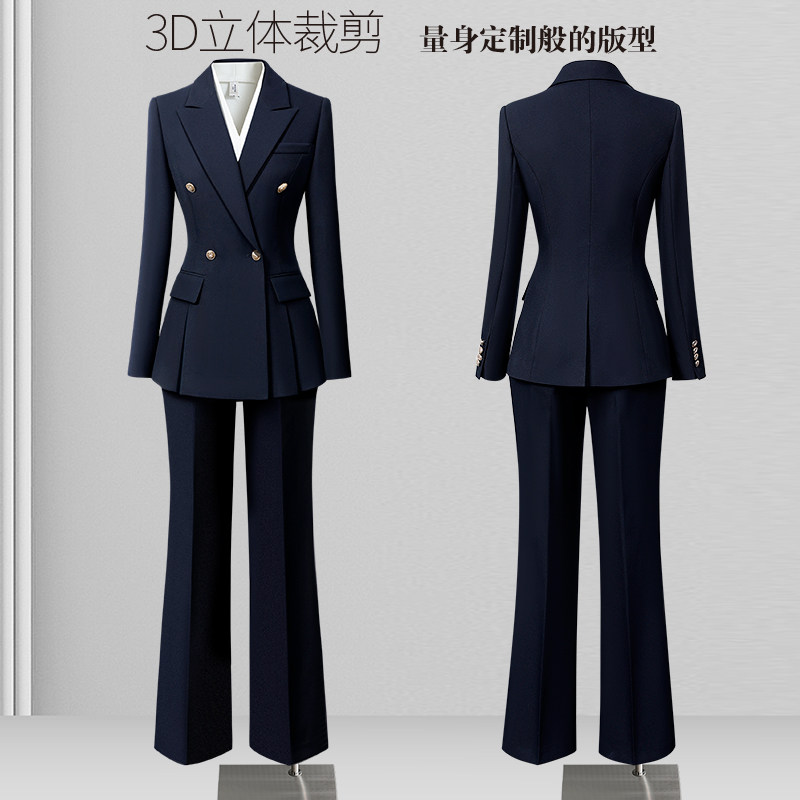 西装套装女春秋高级感职业气质收腰正装面试通勤上班珠宝店工作服