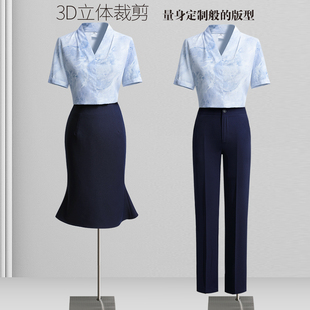 短袖衬衫女夏款职业气质时尚洋气设计感小众花色衬衣套装2026新款