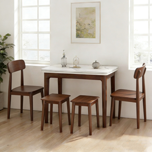 小户型家用岩板餐桌椅组合现代简约可折叠可伸缩长方形多功能饭桌