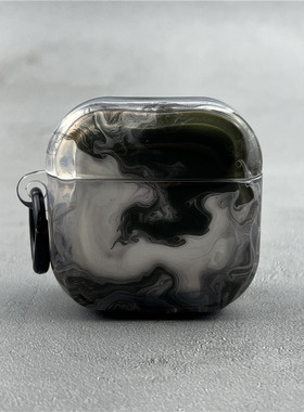 黑色水波纹半透适用华为freeclip2保护套Freebudspro4耳机壳freebuds6i硅胶5i无线pro3蓝牙se2/se3/7i