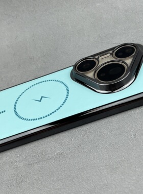 适用华为Pura 80 Pro手机壳薄荷绿闪电细圈磁吸皮纹mate70保护套男女Mate 60 PROP80UItra高级感70pro硬P70