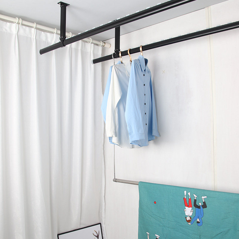 晾衣杆阳台顶装固定式飘窗户外晾衣架吊顶式晒衣杆一根家用防风