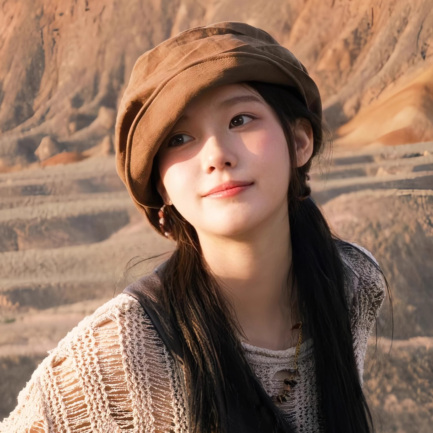 明星同款云朵帽女春秋复古八角帽报童帽百搭高级亚麻日系棕色帽子