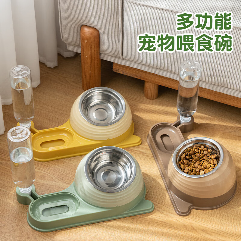 新款不锈钢狗碗狗盆慢食碗宠物饮水器猫粮双碗防打翻水粮一体猫碗