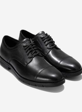 代购Cole Haan男士正装皮鞋舒适轻便透气软底黑色系带尖头