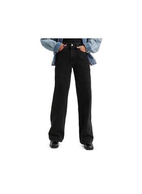 代购Levis李维斯女士牛仔裤高腰拉链黑色宽松日常通勤女裤