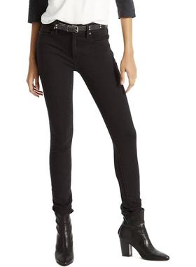 代购Levis李维斯女士牛仔裤修身弹性高腰黑色通勤旅行紧身裤