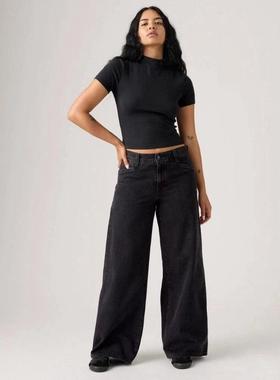 代购Levis李维斯女士牛仔裤舒适显瘦黑色宽松日常通勤女裤