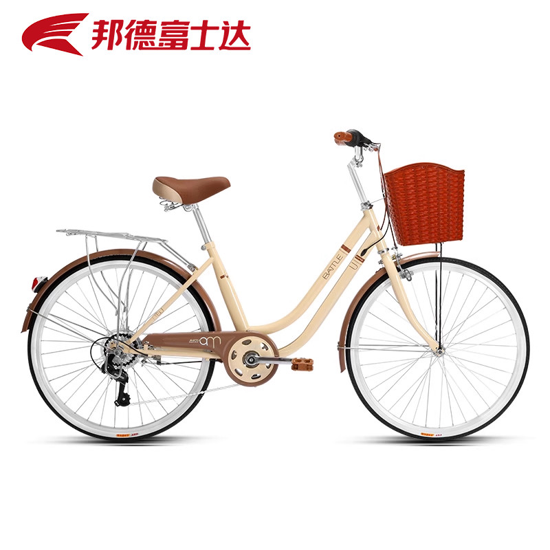 官方旗舰店富士达自行车女式款学生代步超轻便通勤买菜车复古单车