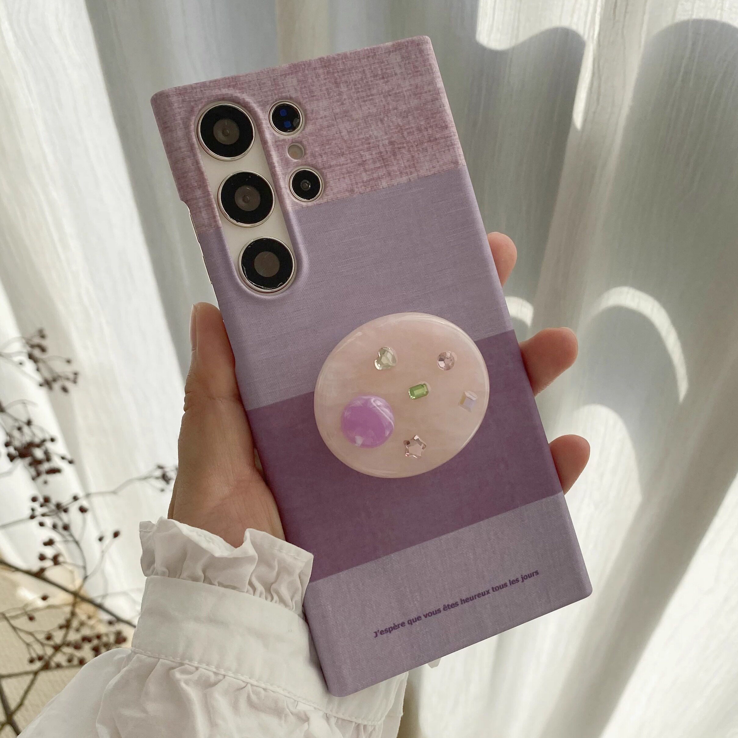 香芋紫适用于三星S22Ultra磨砂菲林硬壳S23+小众S25Ultra半包s21+手机壳S21/s23情侣款简约ins保护套S24Ultra