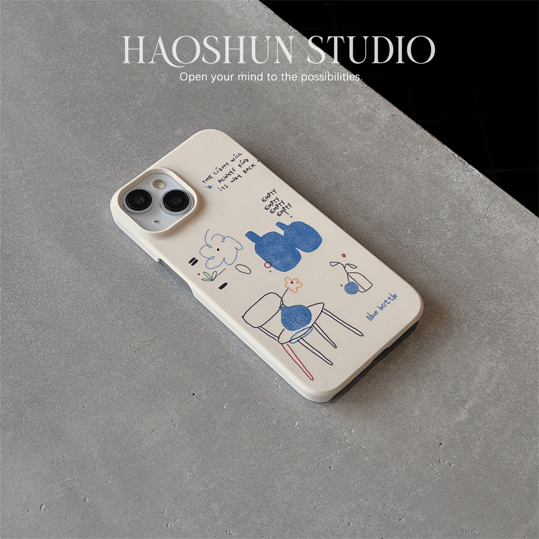 蓝色瓶子适用于iphone17PROMAX苹果12/11/13pro手机壳磨砂菲林简约15PROMAX/14PRO小众创意硬壳16plus/14plus