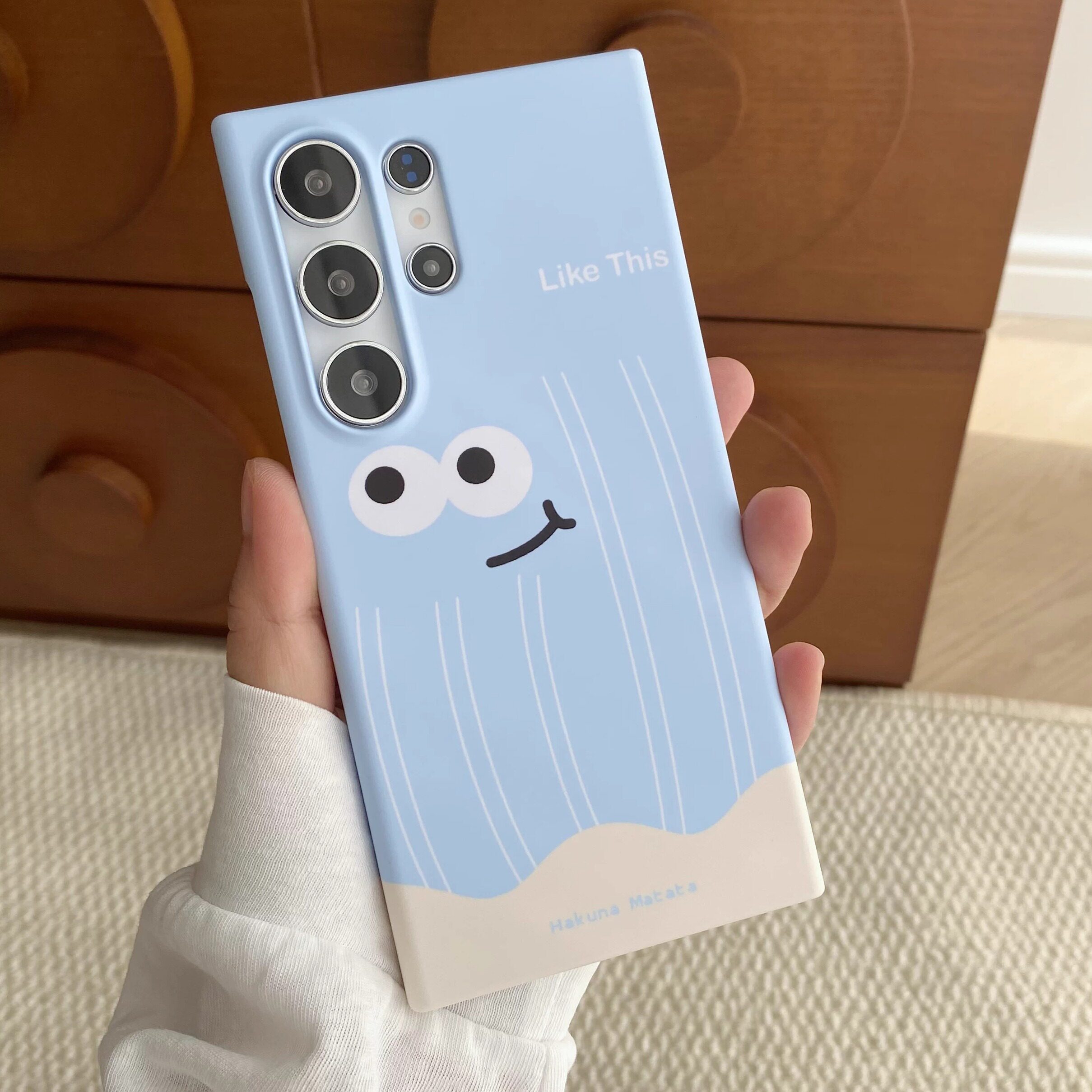 波浪笑脸适用于三星S24Ultra磨砂菲林硬壳S21Ultra小众S23防摔S22+手机壳S21+/s23ultra创意新款三星S25+